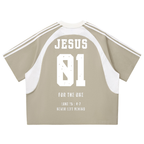 Never Left Behind - Woman Christian Contrast Stripes Panel Mesh T-shirt