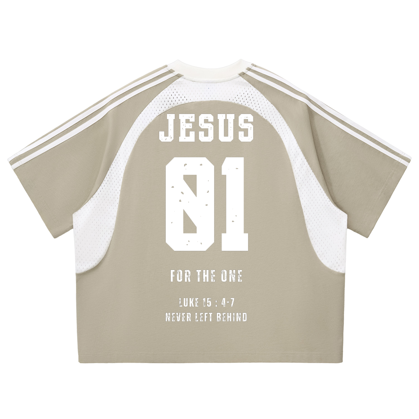 Never Left Behind - Woman Christian Contrast Stripes Panel Mesh T-shirt