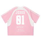 Never Left Behind - Woman Christian Contrast Stripes Panel Mesh T-shirt