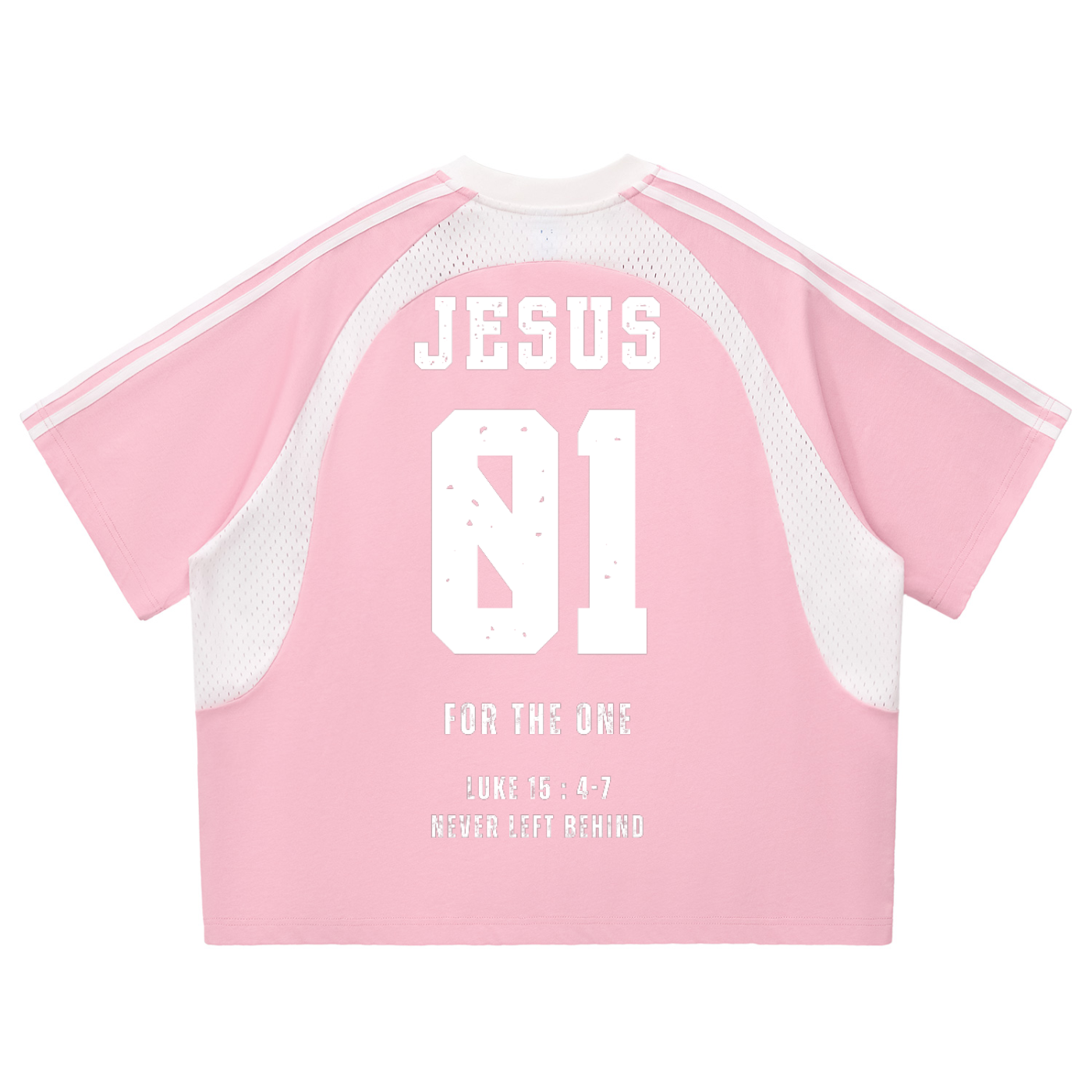 Never Left Behind - Woman Christian Contrast Stripes Panel Mesh T-shirt