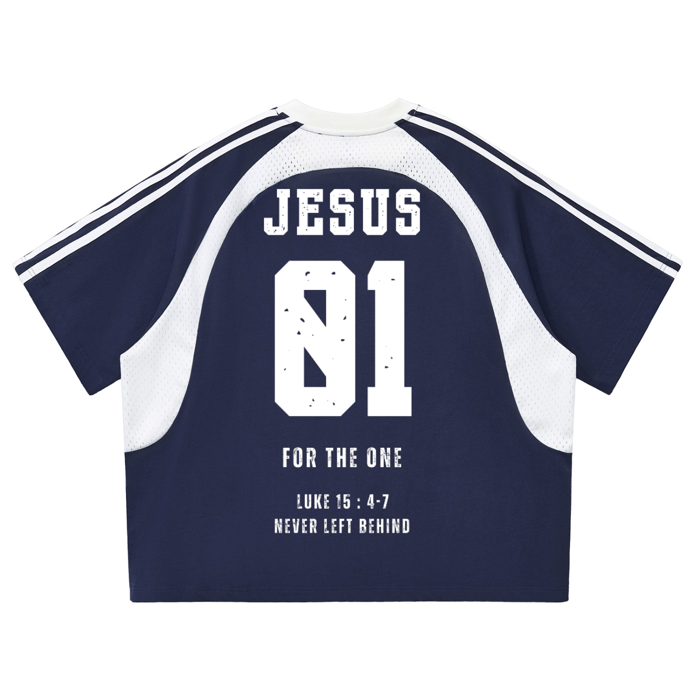 Never Left Behind - Woman Christian Contrast Stripes Panel Mesh T-shirt