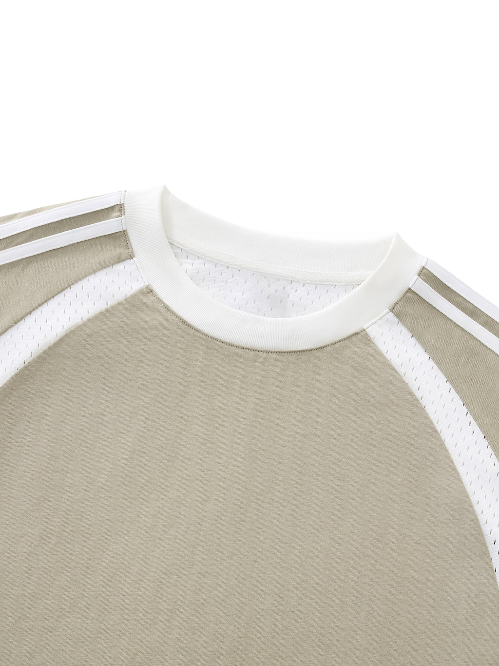 Never Left Behind - Woman Christian Contrast Stripes Panel Mesh T-shirt