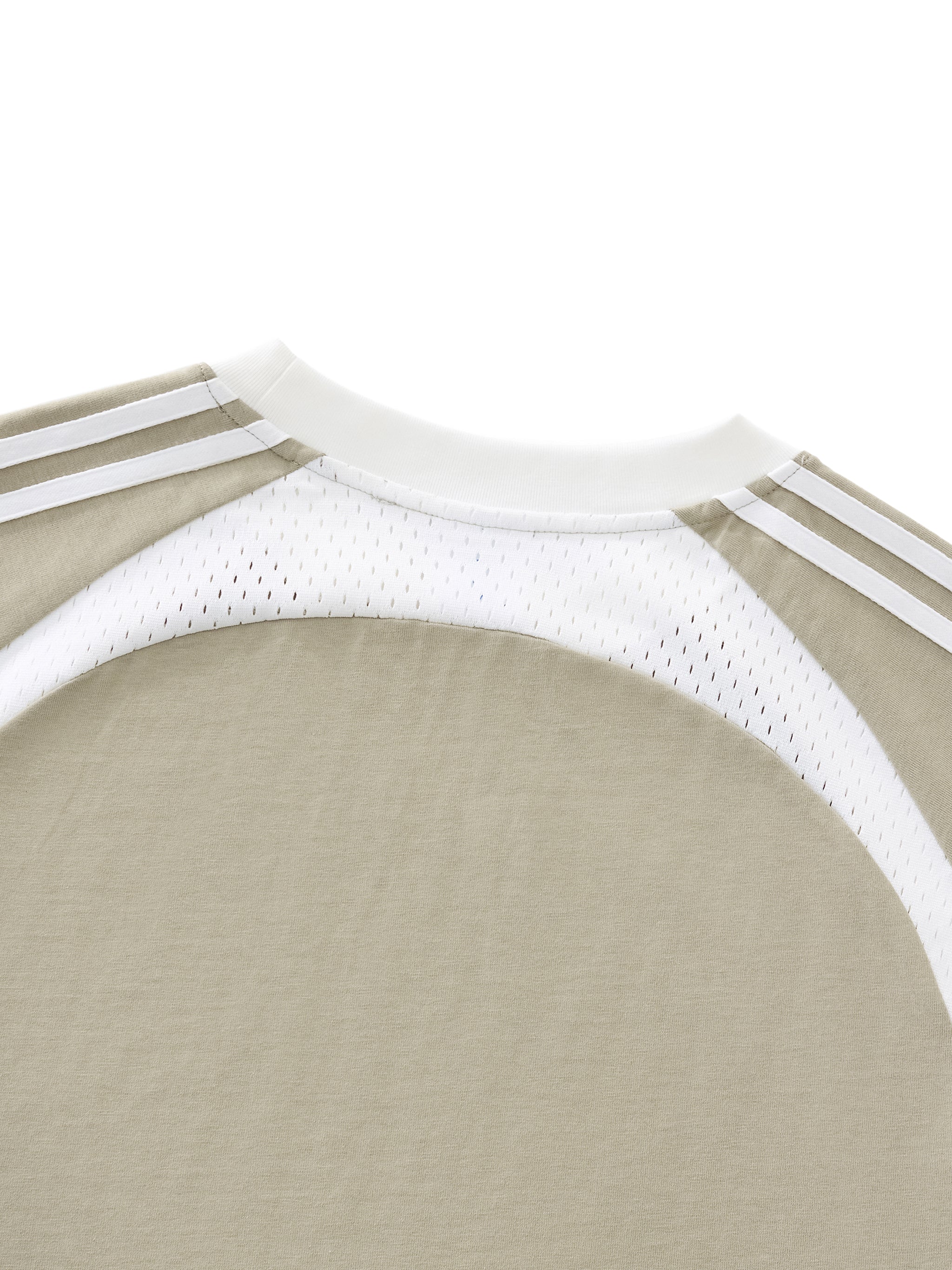 Never Left Behind - Woman Christian Contrast Stripes Panel Mesh T-shirt