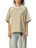 Never Left Behind - Woman Christian Contrast Stripes Panel Mesh T-shirt